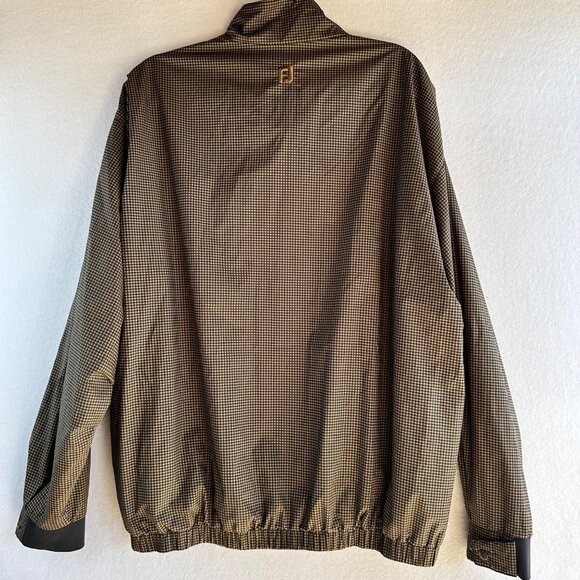 DryJoys by FootJoy Windbreaker Mens Large Brown Houndstooth Pullover Golf Jacket - Picture 12 of 12